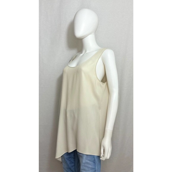 Eileen Fisher Womens Tunic Tank L Silk Ivory Scoop Neck Breathable Asymmetric - Picture 6 of 8